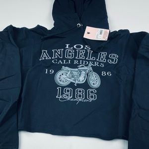 WASHED LA MOTORCYCLE CROPPED HOODIE